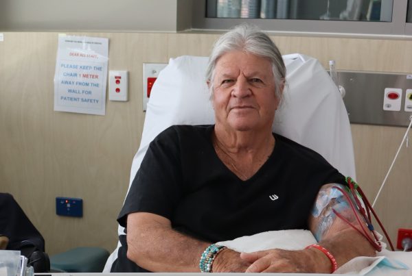 Kevin receiving kidney dialysis treatment